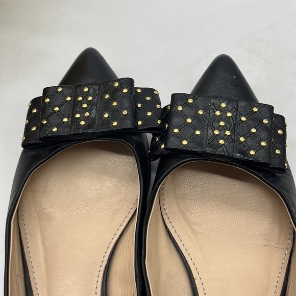Classiques Entier Black Leather Studded Flats with bows Sz 8. BFL0560B - Picture 8 of 10
